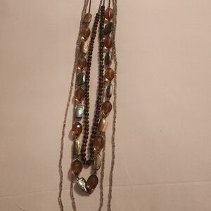Coldwater Creek Multi-Strand Necklace with Brown and Silver Accents